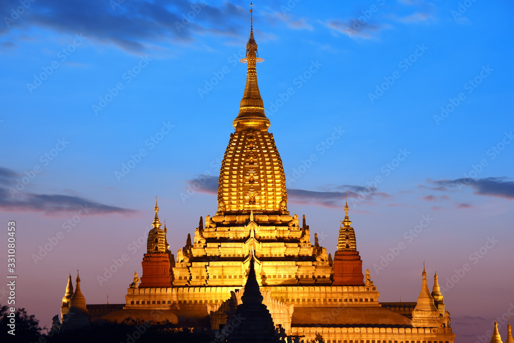 Naklejka premium The Ananda Temple, located in Bagan, Myanmar is a Buddhist temple built in 1105 AD during the reign of King Kyanzittha of the Pagan Dynasty