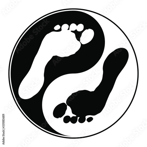 black and white footprint symbol / yin yang