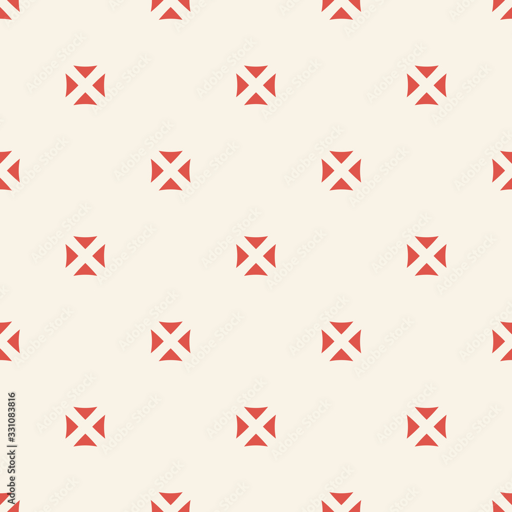 Subtle minimalist vector seamless pattern with small floral shapes, triangles, squares. Simple geometric texture in red and beige color. Abstract minimal background. Stylish modern repeating design Subtle minimalist vector seamless pattern with small floral shapes, triangles, squares. Simple geometric texture in red and beige color. Abstract minimal background. Stylish modern repeating design