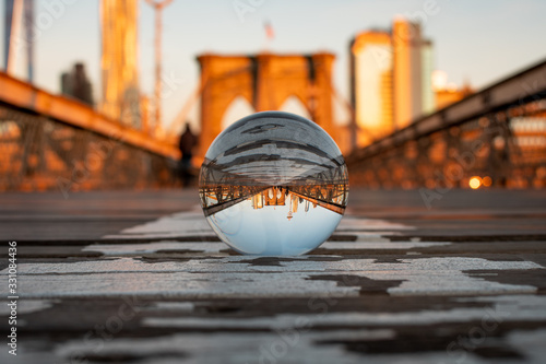 Brooklyn Bridge Arch through Lensball photo