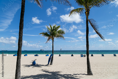 Empty Fort Lauderdale beach, because of coronavirus concerns.