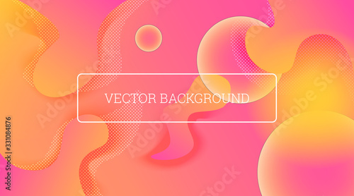 Abstract vector background with gradient elements. Bright juicy graphic digital design in red-orange color. Geometric shapes in pink for Wallpaper