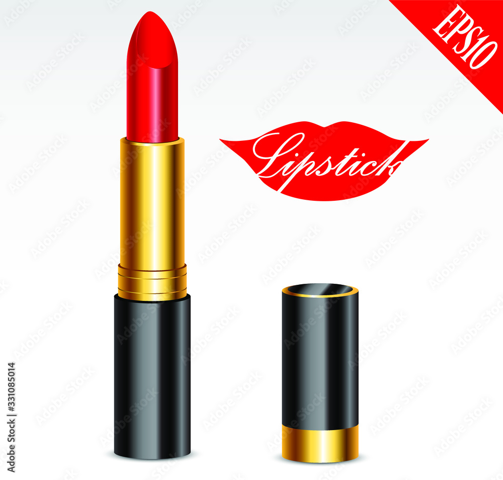 red lipstick / elegant black gold illustration eps10 red lipstick / elegant black gold illustration eps10