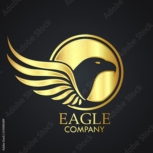 3d golden eagle bird circle logo