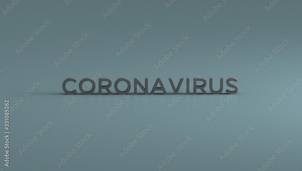 Fototapeta premium Inscription coronavirus text background. COVID-19 3d rendering. Coronavirus outbreak background.