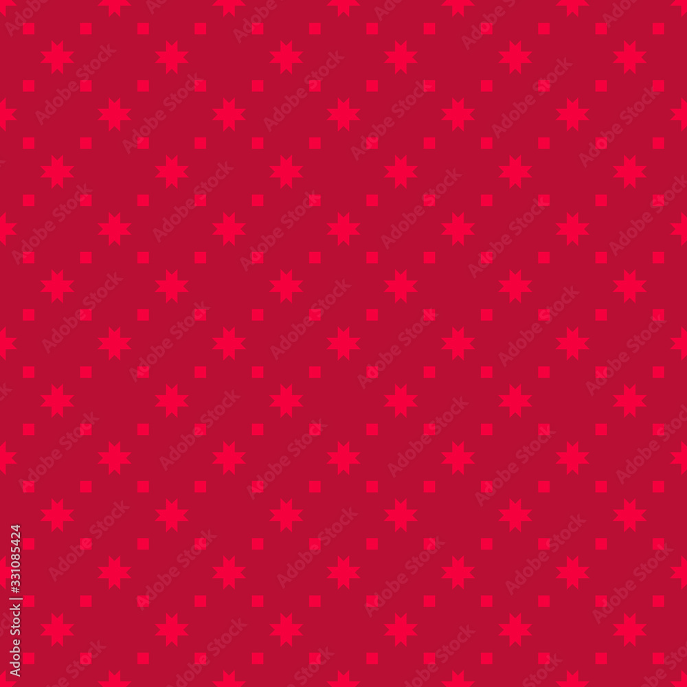 Red vector seamless pattern with stars, flower shapes, small squares. Elegant Christmas background. Simple minimalist ornament. Subtle abstract texture. Luxury minimal background. Repeatable design Red vector seamless pattern with stars, flower shapes, small squares. Elegant Christmas background. Simple minimalist ornament. Subtle abstract texture. Luxury minimal background. Repeatable design