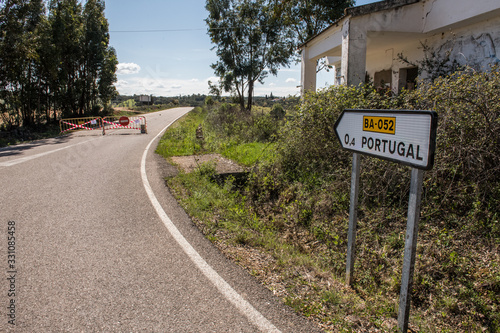 Road cut in La Codosera, Badajoz, Spain becuase of the COVID-19 photo