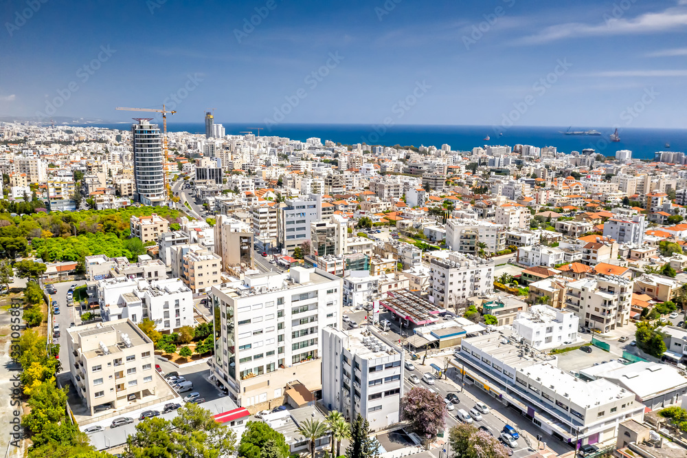 Aerial view of Limassol city center, Cyprus.