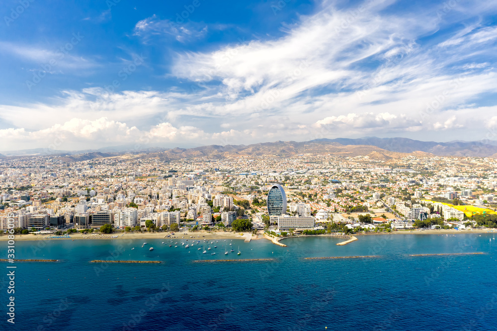Aerial view of Limassol coastline, Cyprus.