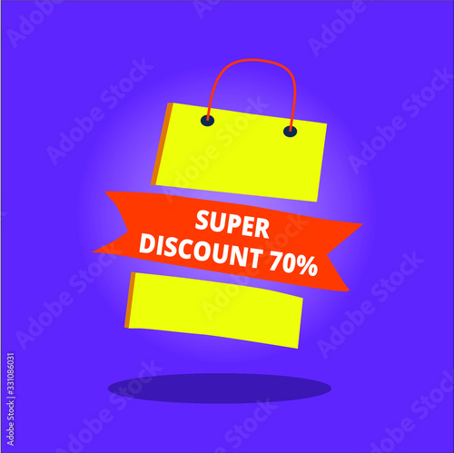 discount tag with shopping bags design
