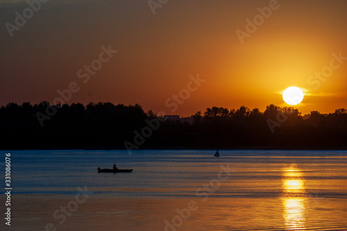 Fotografie Sunset on the River Don in Russia in June of the summer