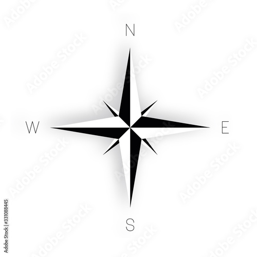 Compass rose - nautical chart. Travel equipment displaying orientation of world directions - north, east, south and west. Vector illustration