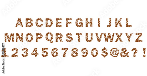 Giraffe font Lettering. Cartoon Alphabet set