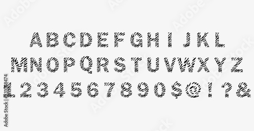 zebra print font.90s style.vector