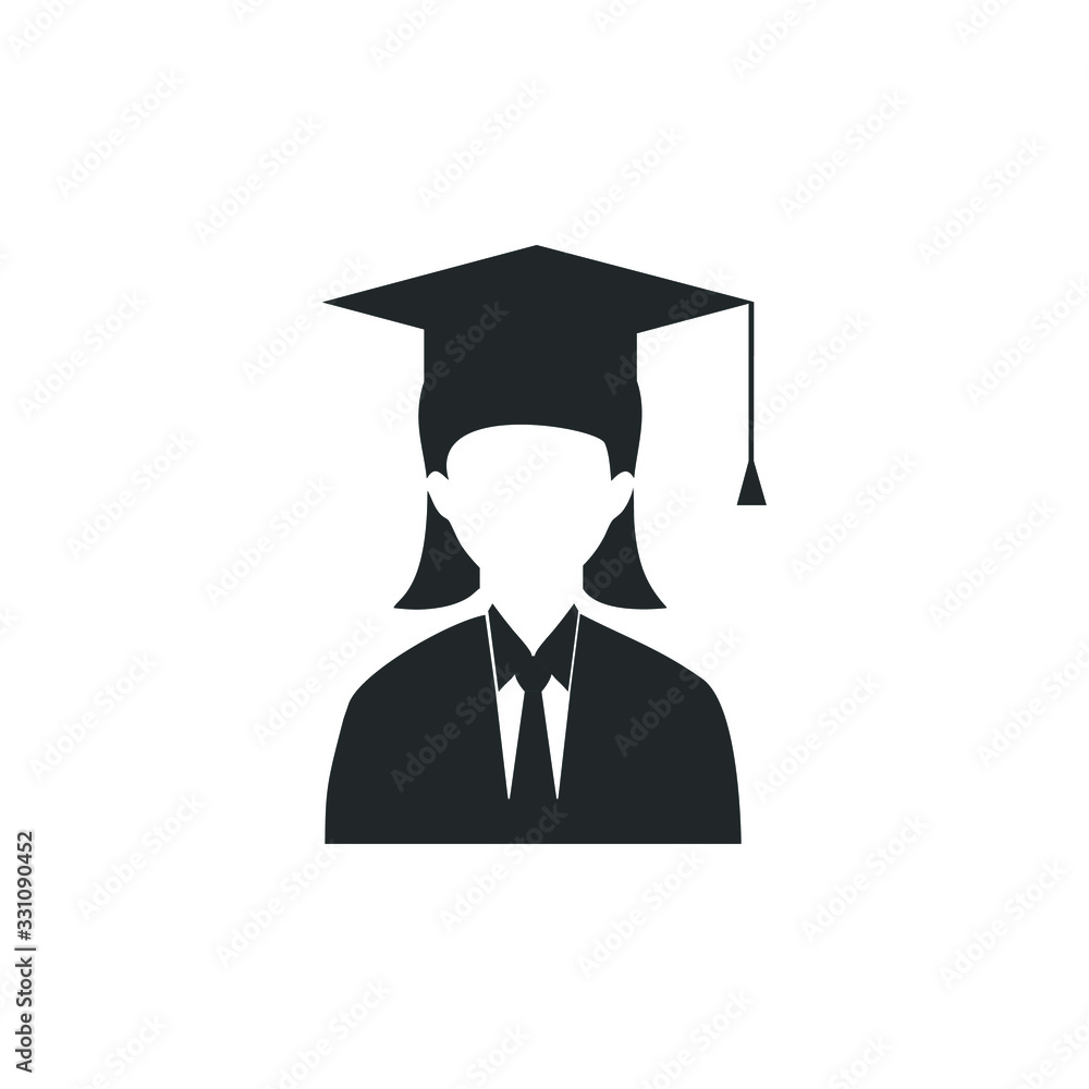 Graduate Student Icon Graduation Gown Cap Flat Vector Illustration ...