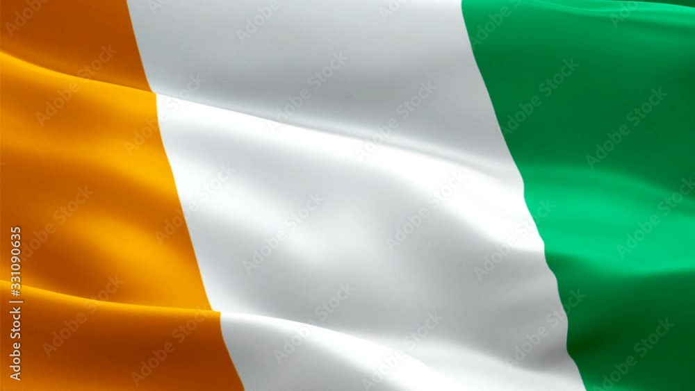 Ivory Coast waving flag. National 3d Ivorian flag waving. Sign of Ivory Coast seamless loop animation. Ivorian flag HD resolution Background. Ivory Coast flag Closeup 1080p Full HD video for presentat Ivory Coast waving flag. National 3d Ivorian flag waving. Sign of Ivory Coast seamless loop animation. Ivorian flag HD resolution Background. Ivory Coast flag Closeup 1080p Full HD video for presentat