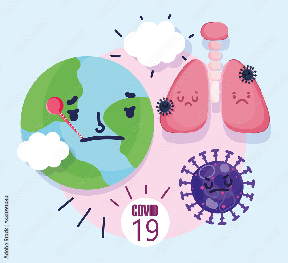 virus covid 19 pandemic, world with thermometer lungs virus covid 19 pandemic, world with thermometer lungs