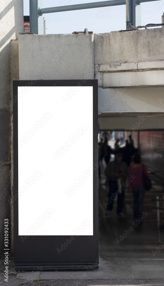 Blank advertising sign. There is an underpass on the left side. Blank advertising sign. There is an underpass on the left side.