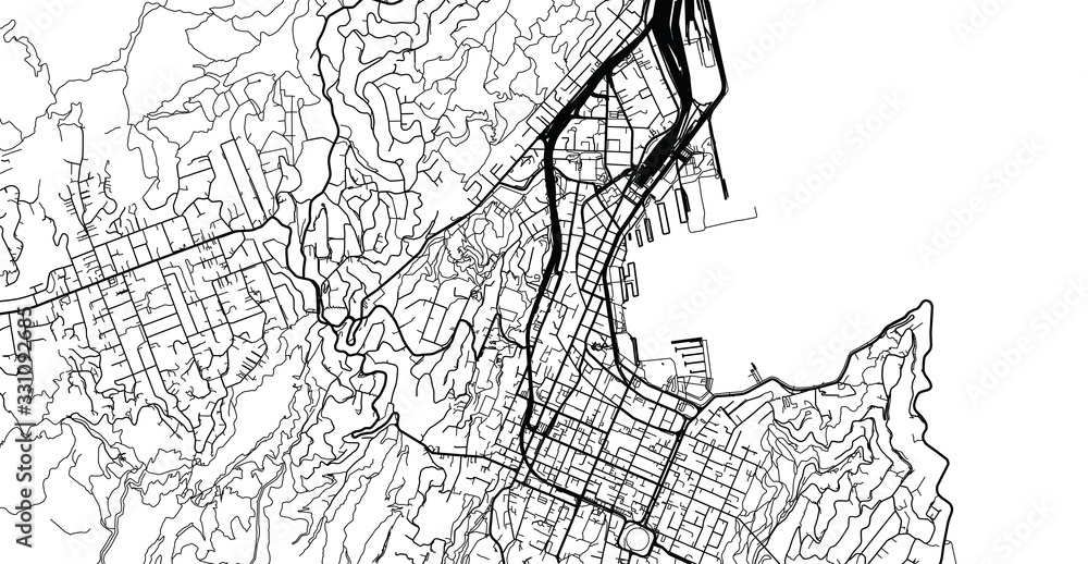 Urban vector city map of Wellington, New Zealand Urban vector city map of Wellington, New Zealand