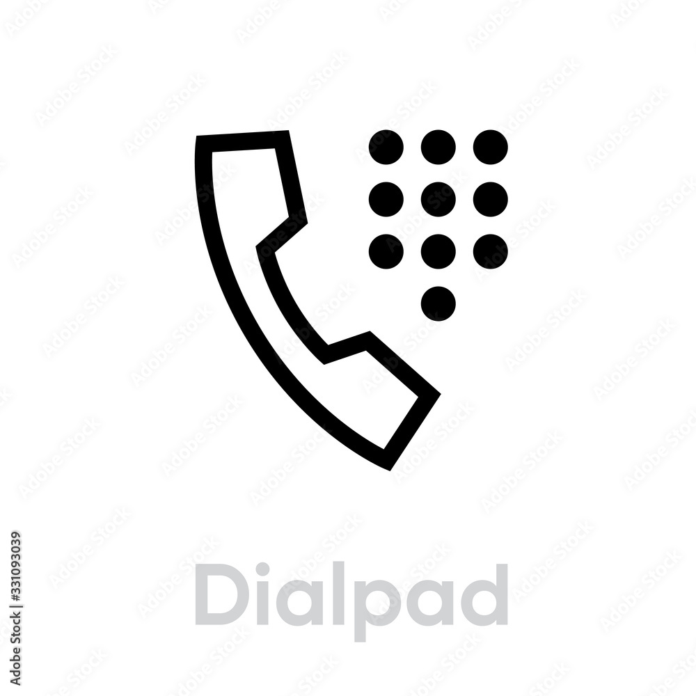 Dialpad call phone. Editable line vector. Dialpad call phone. Editable line vector.