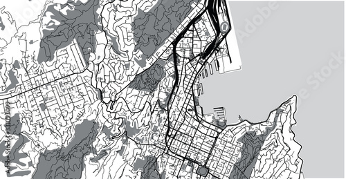 Urban vector city map of Wellington, New Zealand