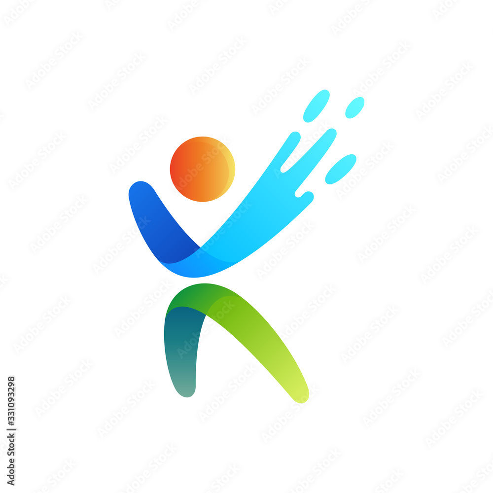 Kids letter k logo design with water splash motion effect, people healthcare, childcare, abstract human logo template. Kids letter k logo design with water splash motion effect, people healthcare, childcare, abstract human logo template.