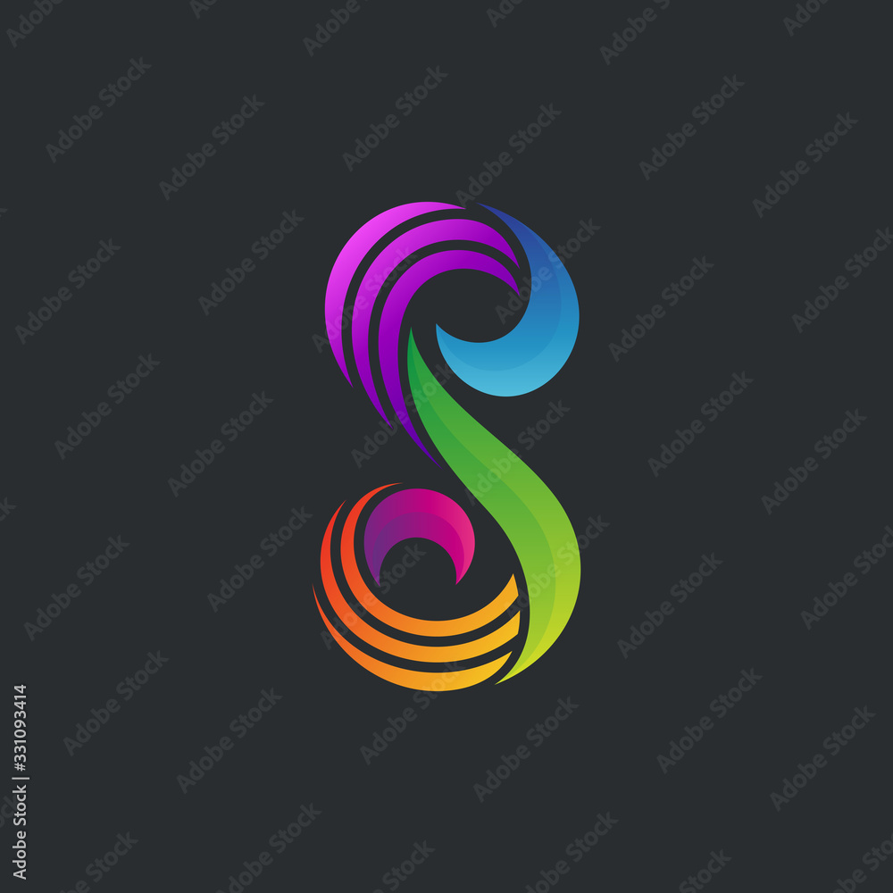letter S colorful stripes logo design, creative initial letter s logo template for business company and brand identity letter S colorful stripes logo design, creative initial letter s logo template for business company and brand identity