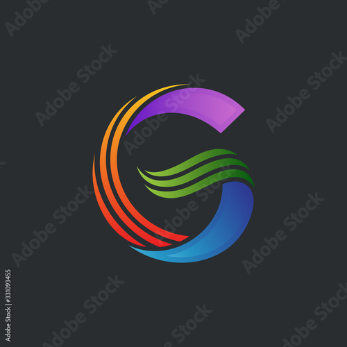letter G colorful stripes logo design, creative initial letter g logo template for business company and brand identity
