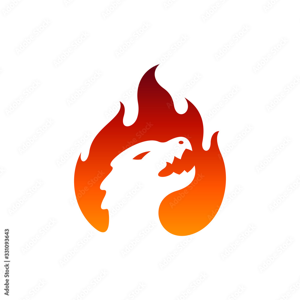 dragon e sports logo gaming mascot, flame fire Stock Vector