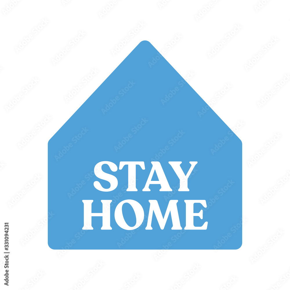 Stay home text with house icon. Self isolation campaign slogan. Pandemic virus protection. Stay home text with house icon. Self isolation campaign slogan. Pandemic virus protection.