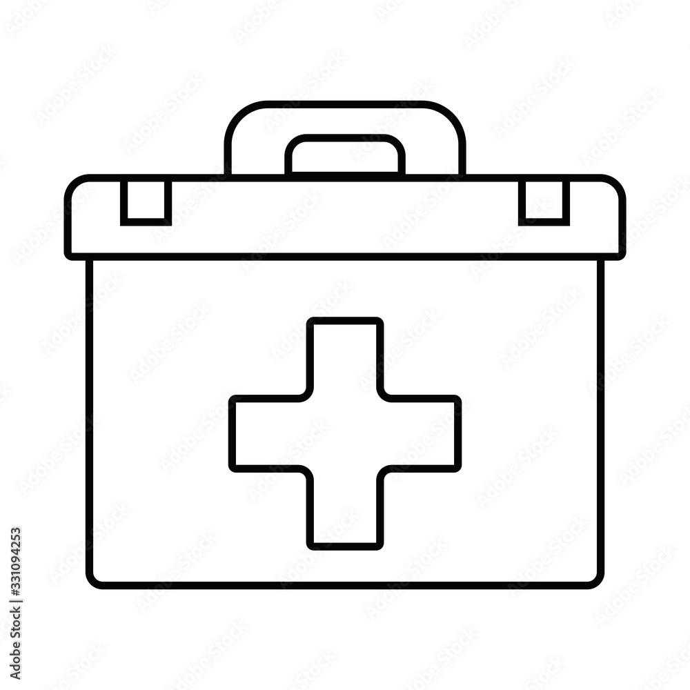 First aid kit. Vector illustration in black and white. Icon for websites or mobile applications. First aid kit. Vector illustration in black and white. Icon for websites or mobile applications.