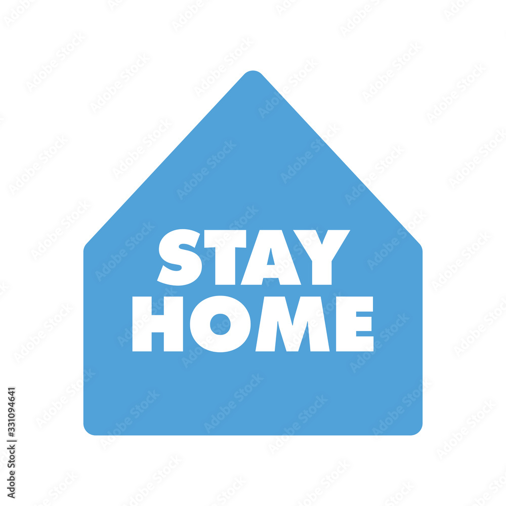 Stay home text with house icon. Self isolation campaign slogan. Pandemic virus protection. Stay home text with house icon. Self isolation campaign slogan. Pandemic virus protection.