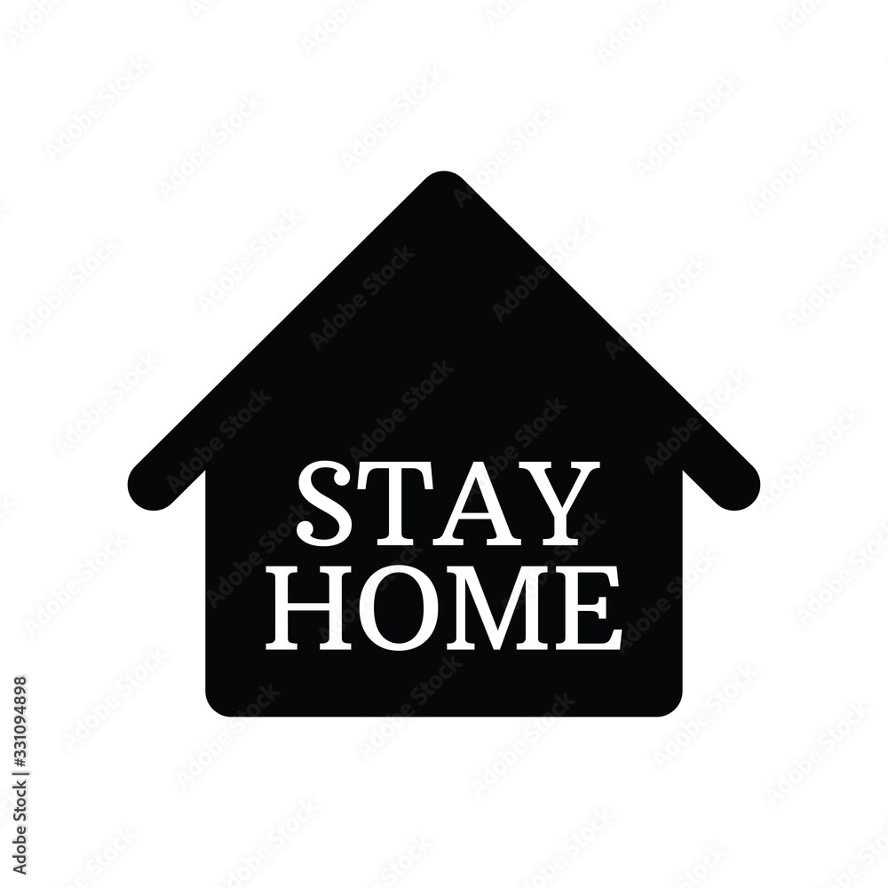 Stay home text with house icon. Self isolation campaign slogan. Pandemic virus protection. Stay home text with house icon. Self isolation campaign slogan. Pandemic virus protection.