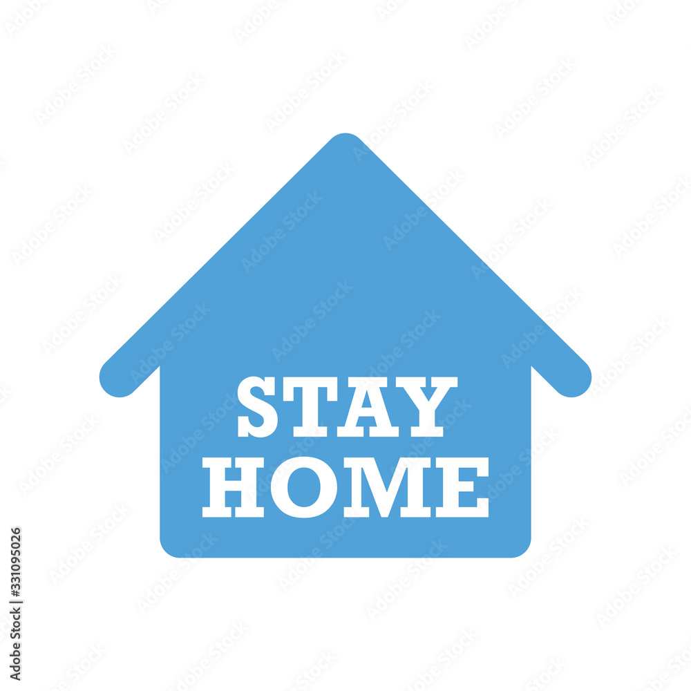 Stay home text with house icon. Self isolation campaign slogan. Pandemic virus protection. Stay home text with house icon. Self isolation campaign slogan. Pandemic virus protection.