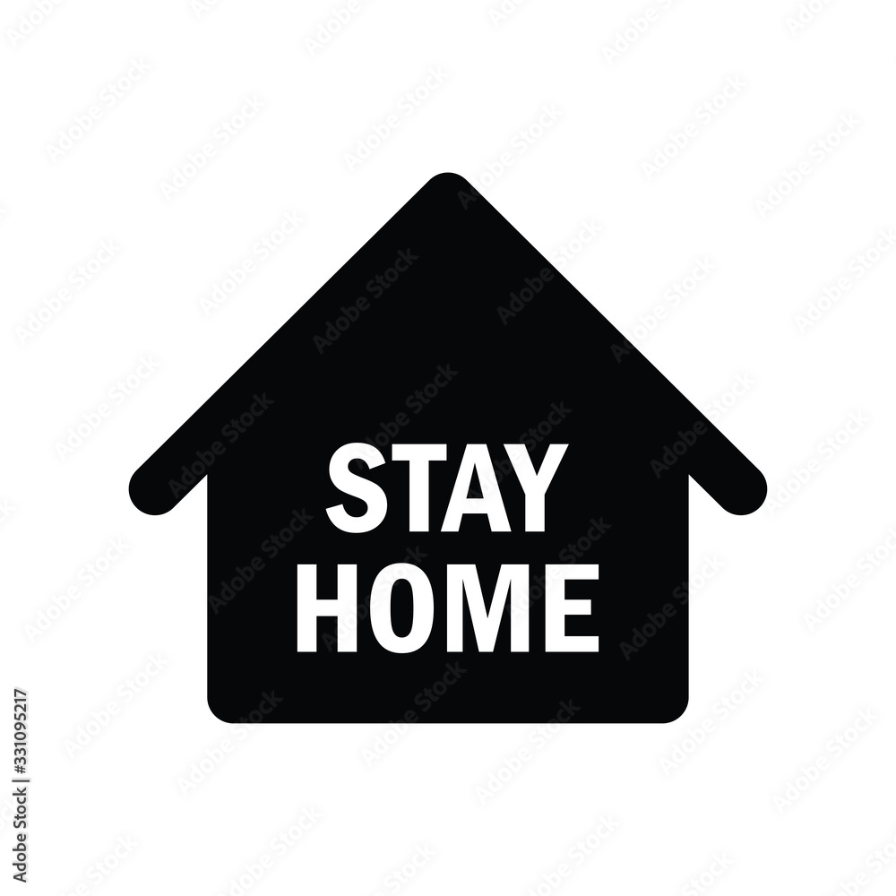 Stay home text with house icon. Self isolation campaign slogan. Pandemic virus protection. Stay home text with house icon. Self isolation campaign slogan. Pandemic virus protection.
