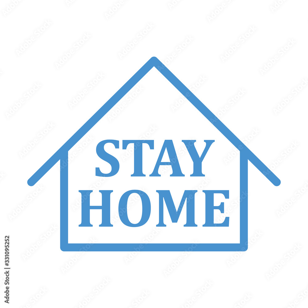 Stay home text with house icon. Self isolation campaign slogan. Pandemic virus protection. Stay home text with house icon. Self isolation campaign slogan. Pandemic virus protection.