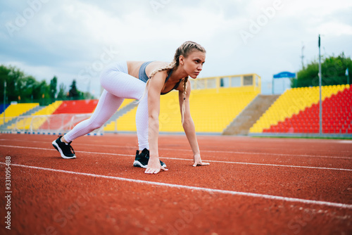 Woman low starting before running