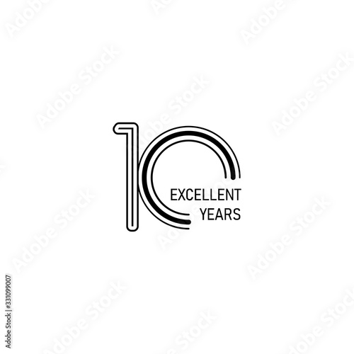 10 Years Excellent Anniversary Celebration Vector Template Design Illustration