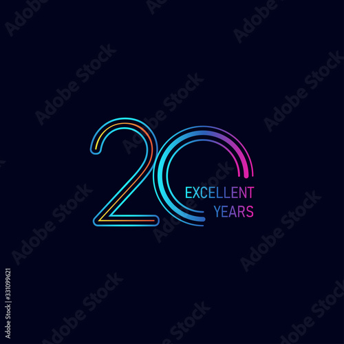 20 Years Excellent Anniversary Celebration Vector Template Design Illustration