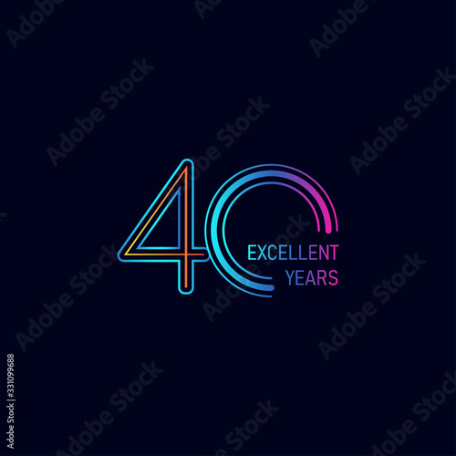40 Years Excellent Anniversary Celebration Vector Template Design Illustration