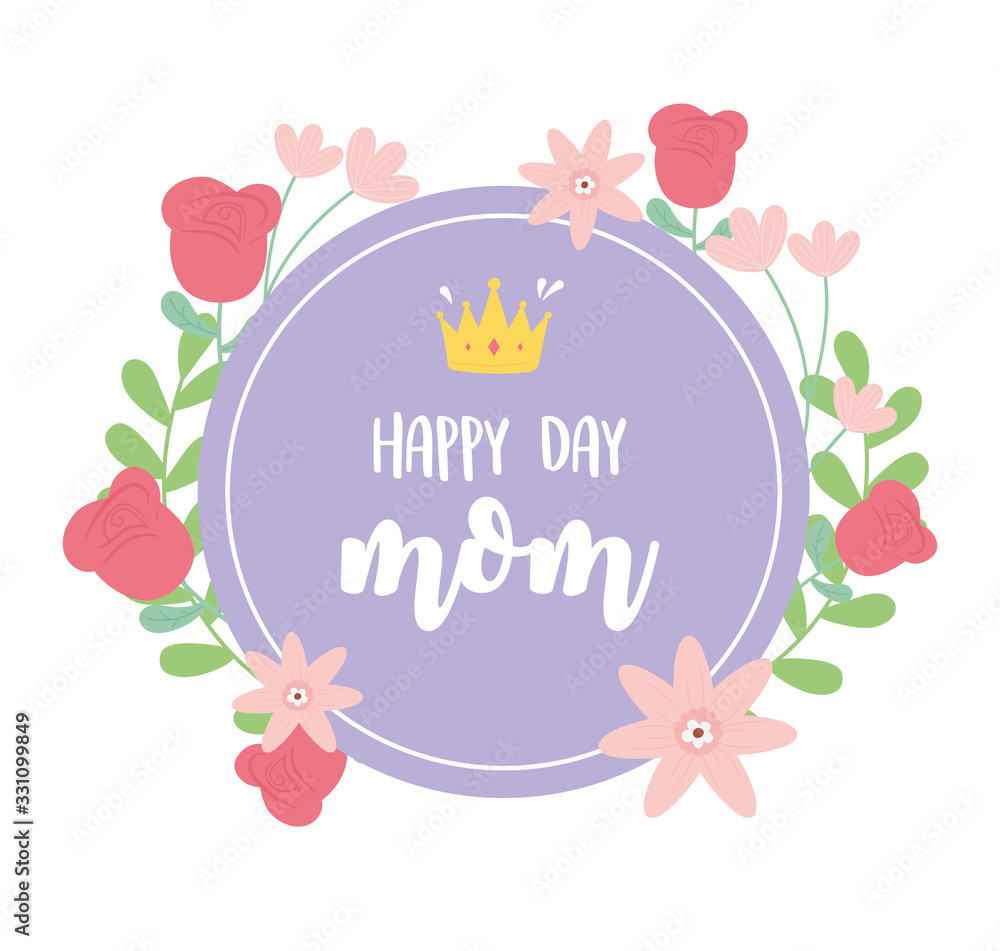 happy mothers day, flowers floral decoration label