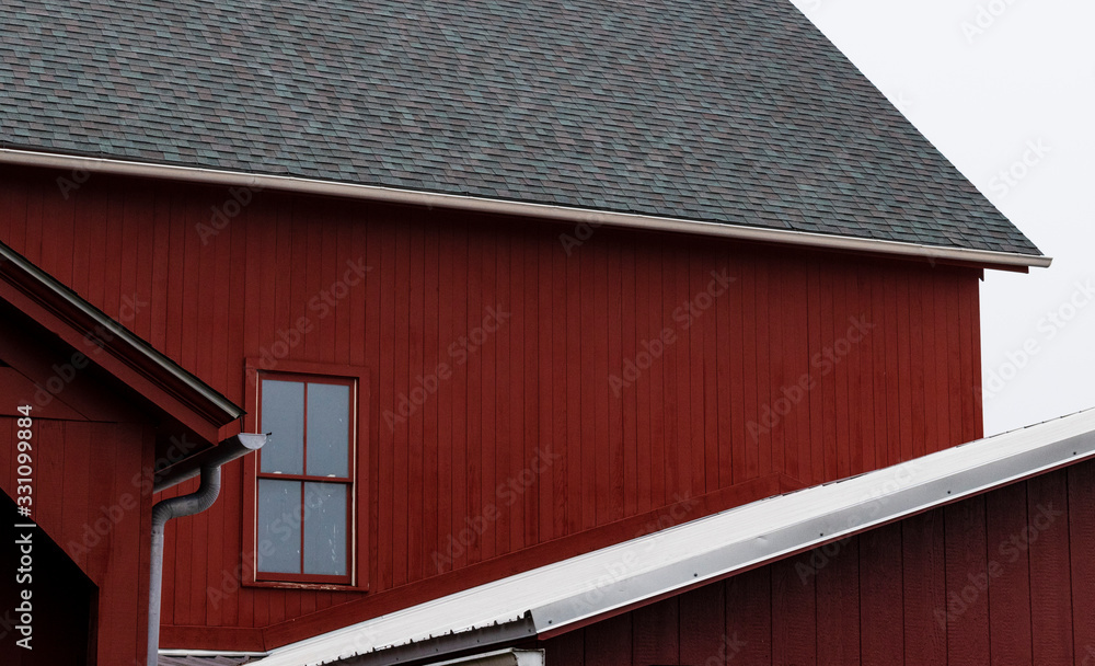 old barn with gray roof