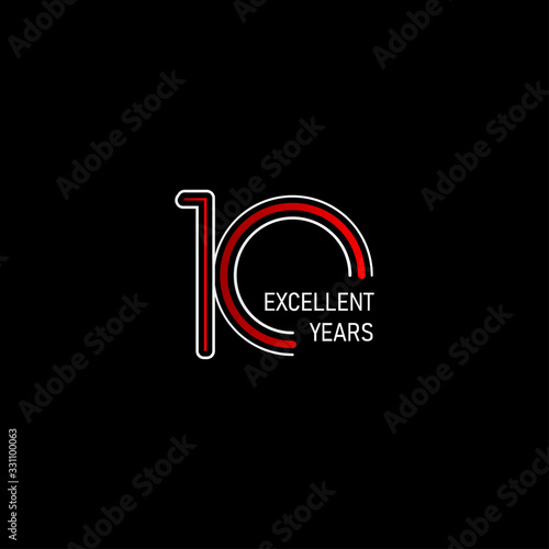 10 Years Excellent Anniversary Celebration Vector Template Design Illustration