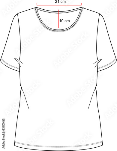 t-shirt with beadwork detail design template. Fashion flat sketch