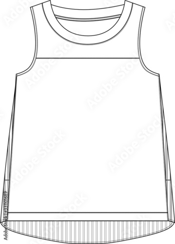 pleated detail top.Fashion Flat Sketches, Apparel Design Template