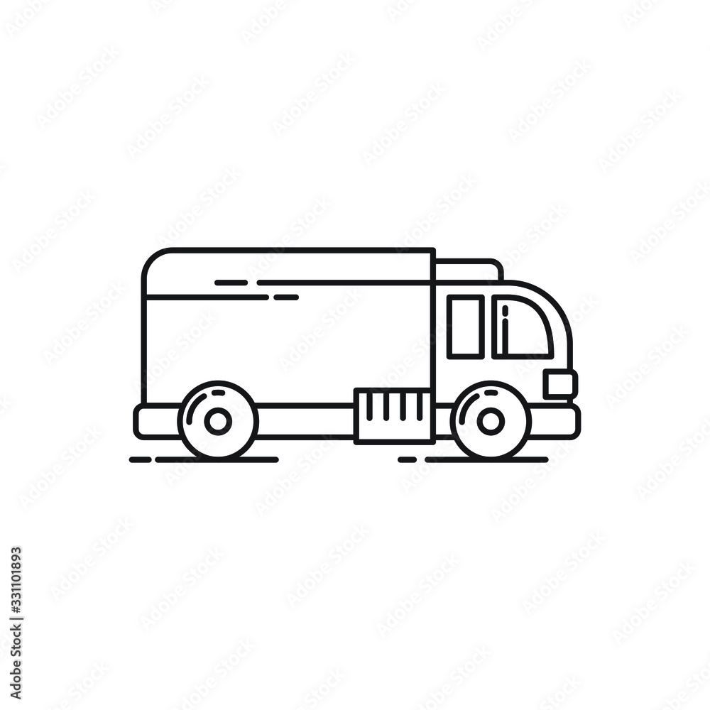Delivery truck simple line art icon flat design vector Delivery truck simple line art icon flat design vector