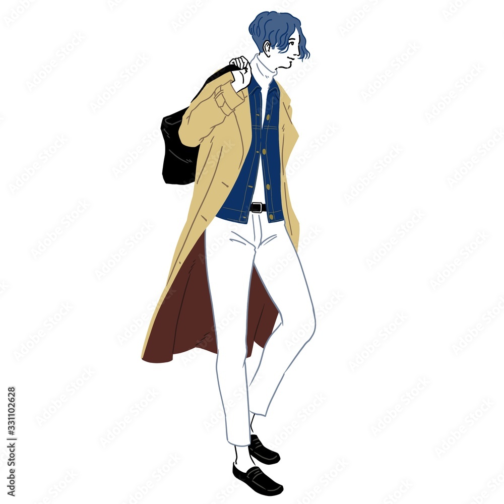 街中にいるスタイリッシュな男性（全身・春）