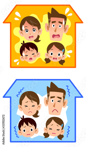 夏の暑い家と冬の寒い家に困る家族