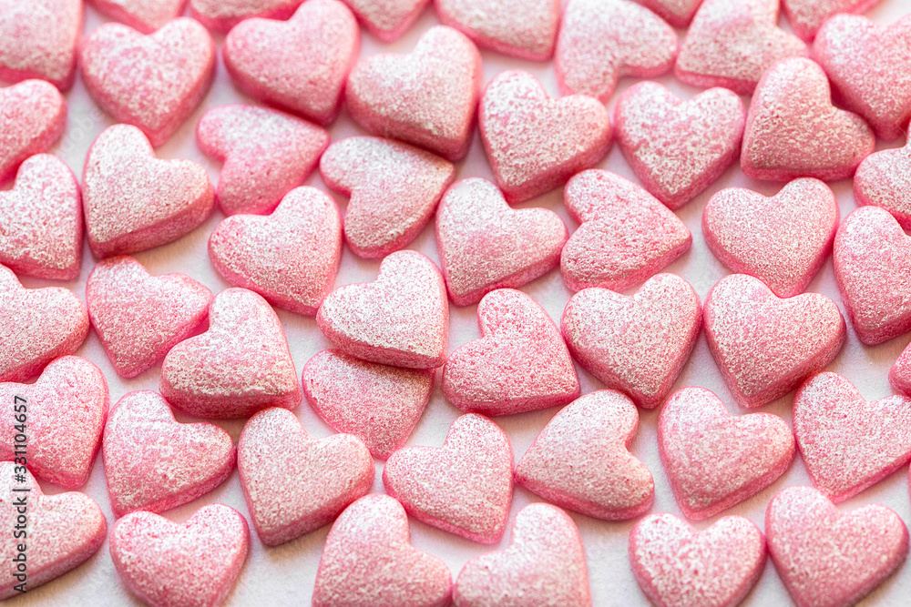 Pink Hearts Shape Candy close up Pink Hearts Shape Candy close up