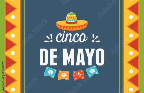 cinco de mayo hat pennants decoration mexican celebration card